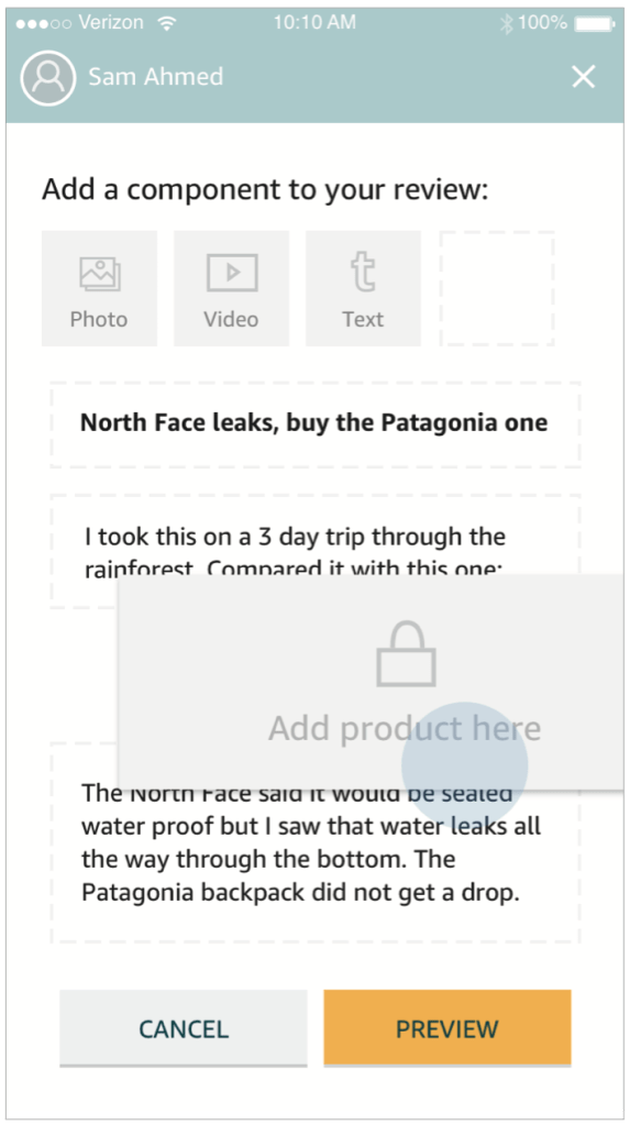A concept for review creation demonstrating modular review components.